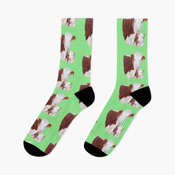 Item preview, Hereford Cow with Calf Painting (green) designed and sold by SandraWarmerdam.