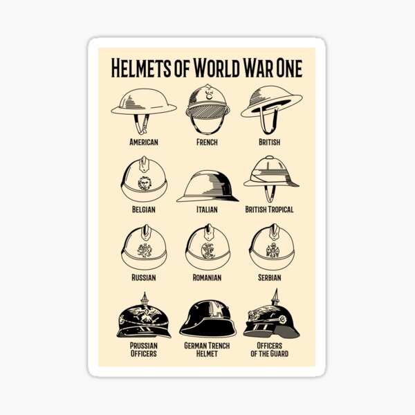 Soldiers Helmets of Word War One Military Diagrams Sticker