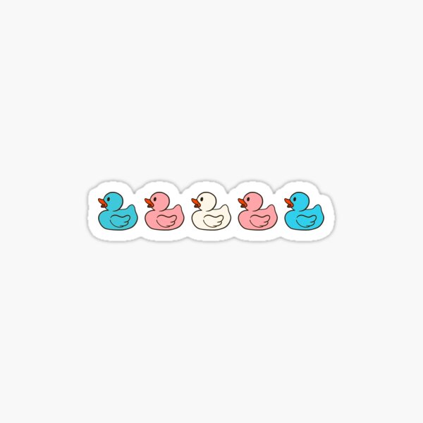 Vista previa del artículo con la obra «Patitos de goma del orgullo trans», diseñado y vendido por ParticleStudios.