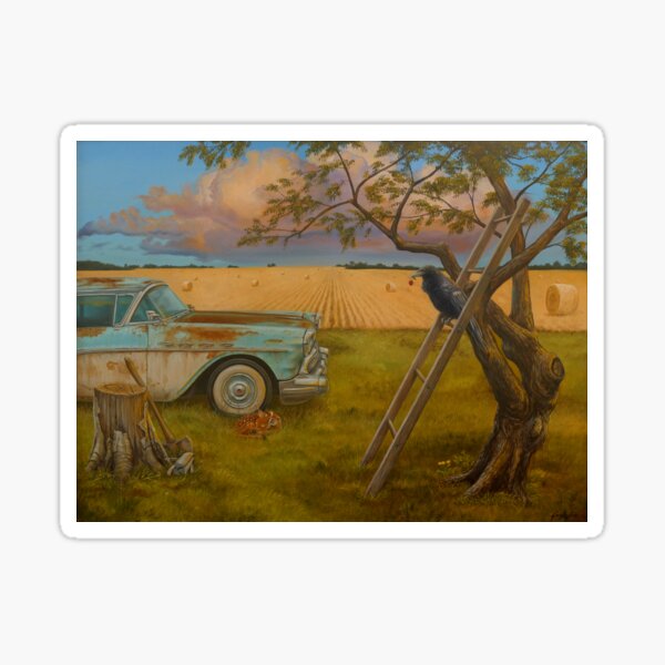 "Field and Fawn" Oil Painting by Gary Lovelace Sticker