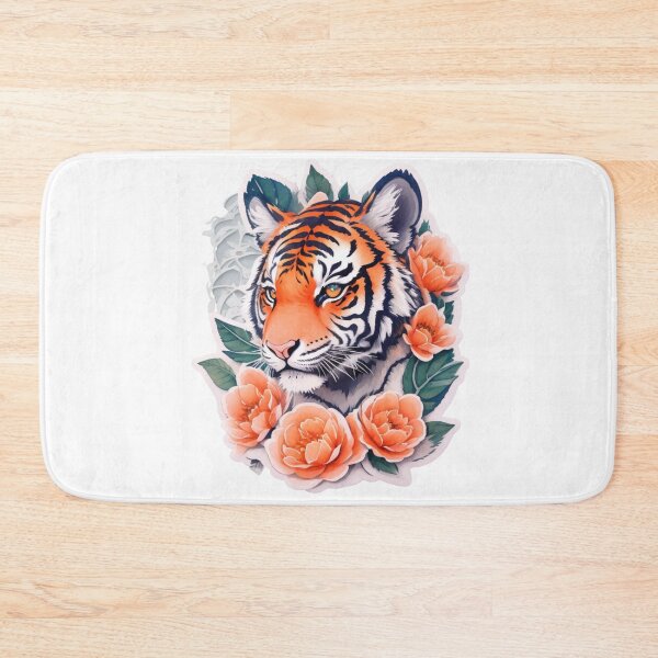 Item preview, Bengal Tiger in the bushes with Watercolor Flowers  designed and sold by YourNameMatters.