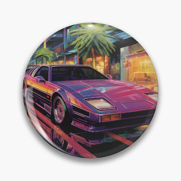 Item preview, Retro Futuristic Pink Sports Car and Night City with Plams designed and sold by Je-we.