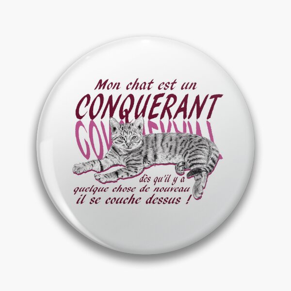Item preview, Conquering cat - graphite version, text in pink colorized French designed and sold by SylvieG18.