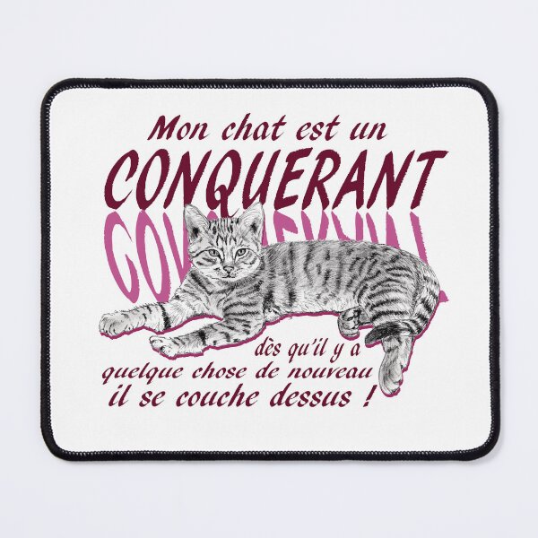 Item preview, Conquering cat - graphite version, text in pink colorized French designed and sold by SylvieG18.