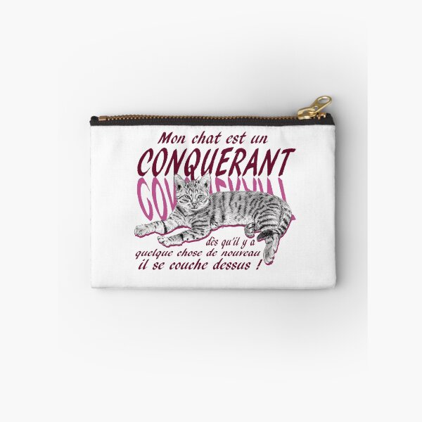 Item preview, Conquering cat - graphite version, text in pink colorized French designed and sold by SylvieG18.