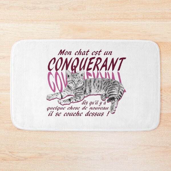 Item preview, Conquering cat - graphite version, text in pink colorized French designed and sold by SylvieG18.