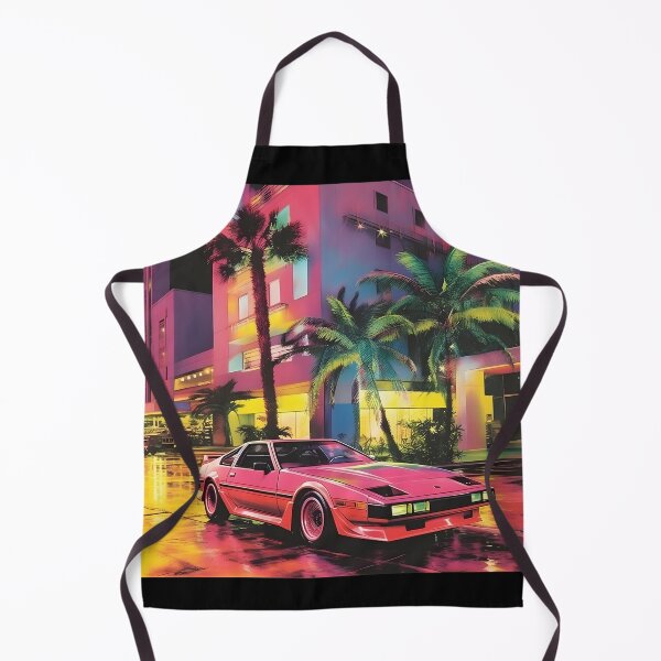 Item preview, Retro Pink Sports Car and Night City with Plams designed and sold by Je-we.