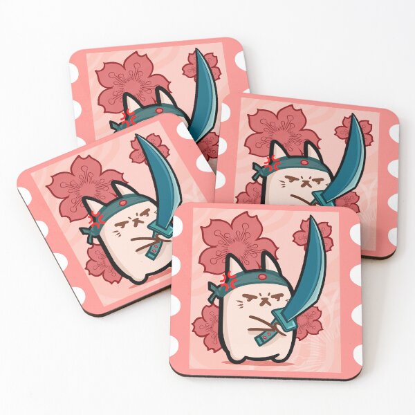 Item preview, Red Samurai Cat Stamp designed and sold by NevermindOnArt.