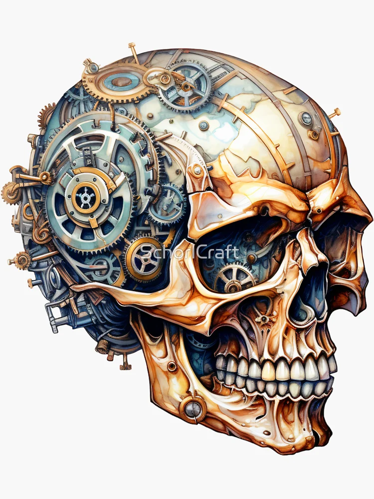 Shops Steam Punk Clock Gear Love Skulls Box