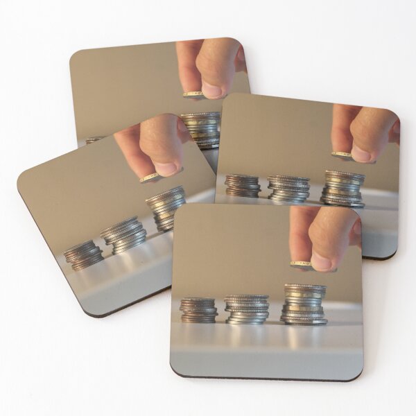 Item preview, Person stacking coins on desk designed and sold by EwanP123.