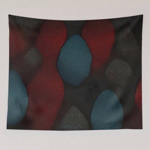 Item preview, Blue and red rough shapes on a black background designed and sold by Rostislav Bouda.