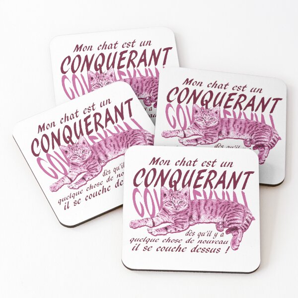 Item preview, Conquering cat - pink colorized version, text in French designed and sold by SylvieG18.
