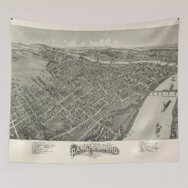 Item preview, Vintage Pictorial Map of Parkersburg WV (1899) designed and sold by BravuraMedia.