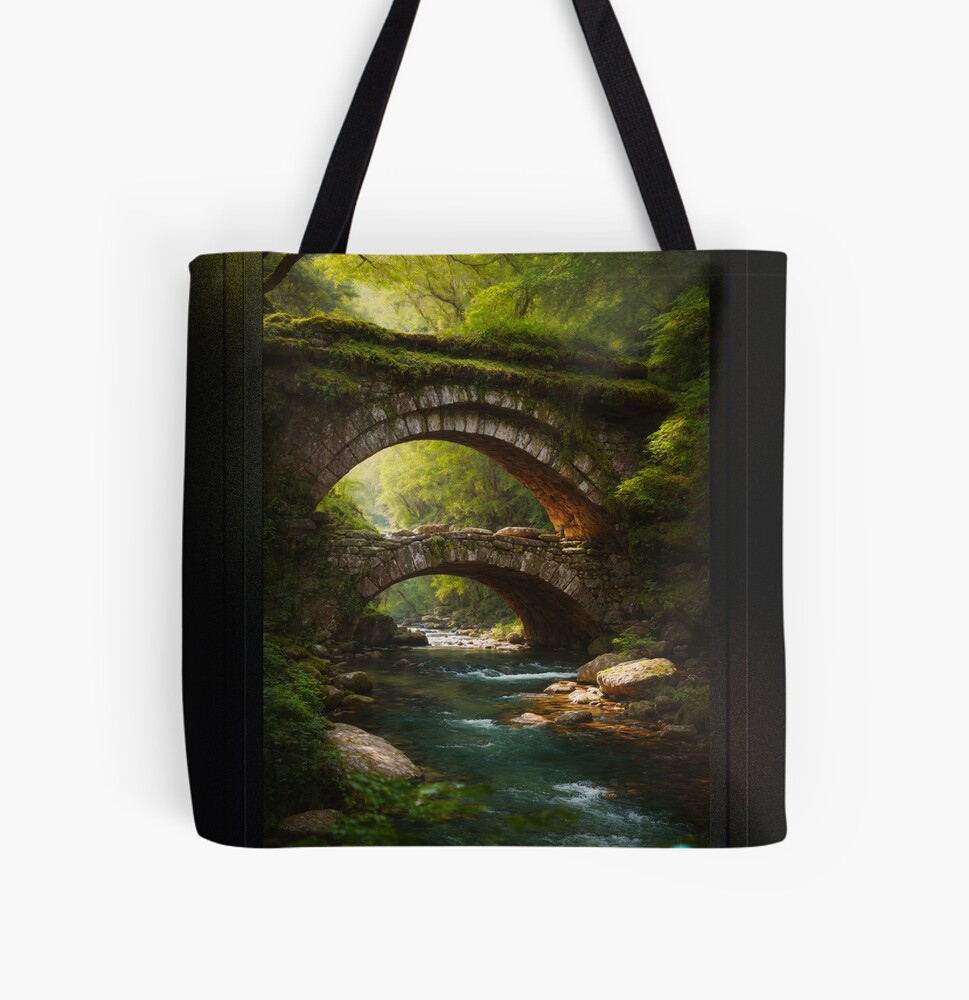 In An Ancient Forest Are Whispers Of The Past Landscape Allegory AI Concept Art by Xzendor7 Decorative Tote Bag