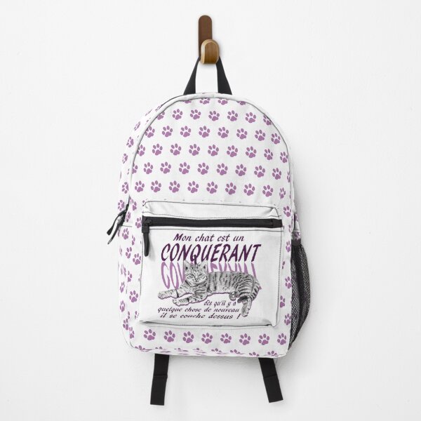 Item preview, Conquering cat - graphite version, text in French colorized purple designed and sold by SylvieG18.