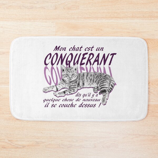 Item preview, Conquering cat - graphite version, text in French colorized purple designed and sold by SylvieG18.