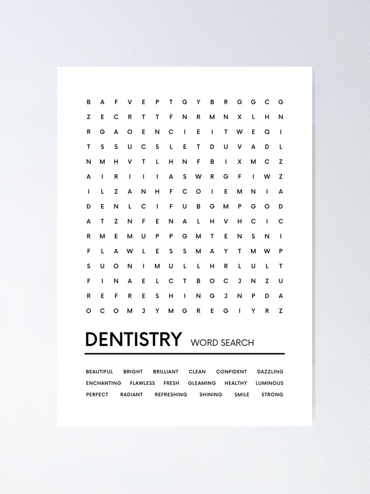 dentist-word-search-puzzle-dentistry-orthodontist-poster-for-sale-by-copadostore-redbubble