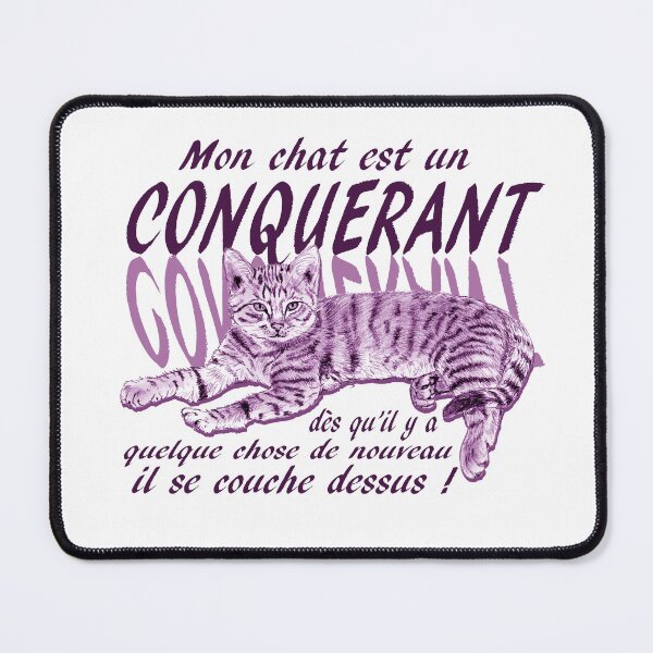 Item preview, Conquering cat - purple colorized version, text in French designed and sold by SylvieG18.