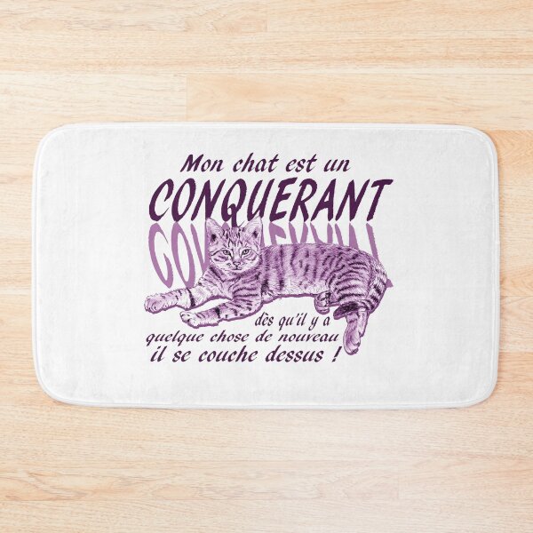 Item preview, Conquering cat - purple colorized version, text in French designed and sold by SylvieG18.