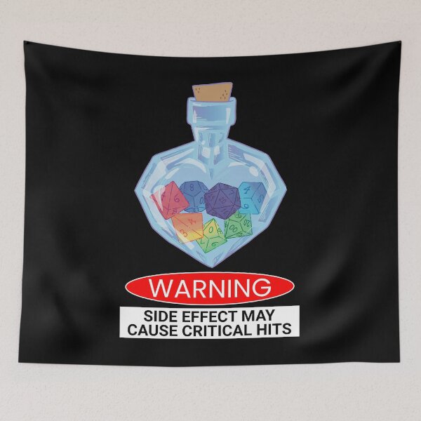 Item preview, Warning. Side effect may cause critical hit! RPG designed and sold by Zanda-Nerd-Shop.