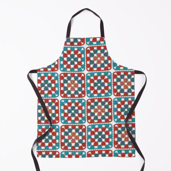 Item preview, Crochet Granny Square Retro Pattern in Blues & Oranges designed and sold by Aureusglow.