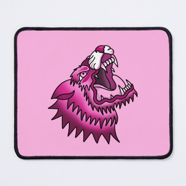 Item preview, Angry Wolf Pink - Traditional Tattoo Style designed and sold by Ames-O-Art.