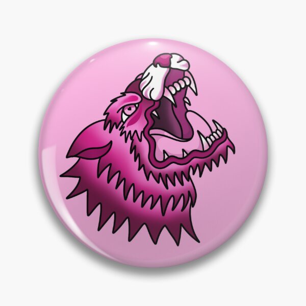 Item preview, Angry Wolf Pink - Traditional Tattoo Style designed and sold by Ames-O-Art.