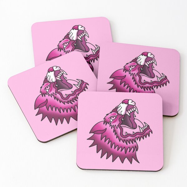 Item preview, Angry Wolf Pink - Traditional Tattoo Style designed and sold by Ames-O-Art.