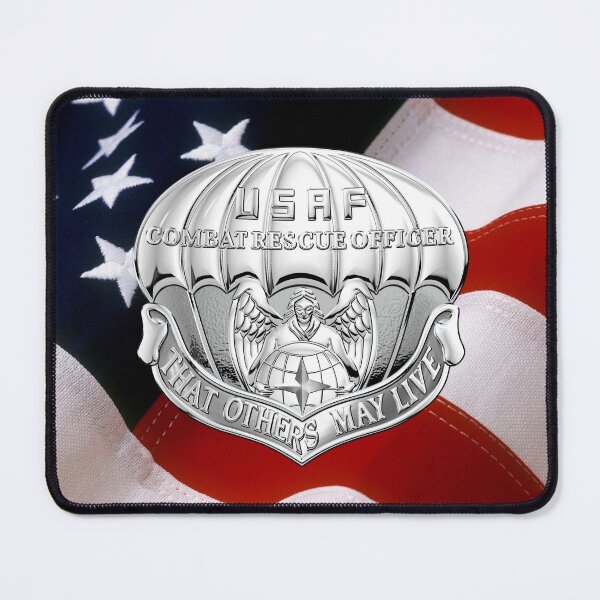 Item preview, Combat Rescue Officer Badge over American Flag designed and sold by Serge Averbukh Art Studio.