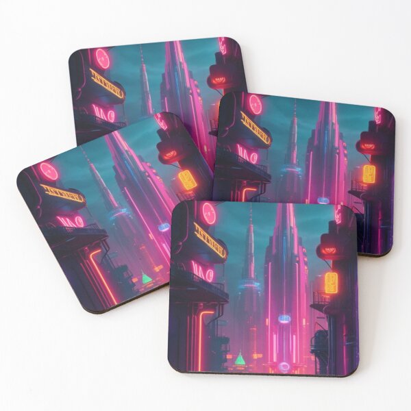 Item preview, retro-futuristic cityscape neon style designed and sold by mikaws.