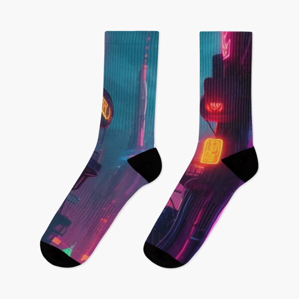 Item preview, retro-futuristic cityscape neon style designed and sold by mikaws.