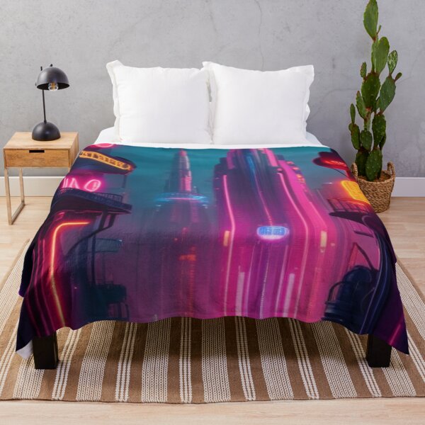 Item preview, retro-futuristic cityscape neon style designed and sold by mikaws.