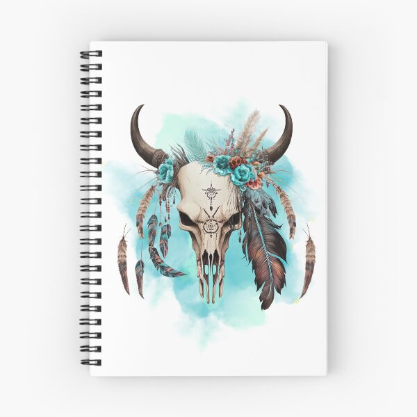 Item preview, Bull skull with plume, Ethnic style, Watercolors designed and sold by Katarzyna Dembek.