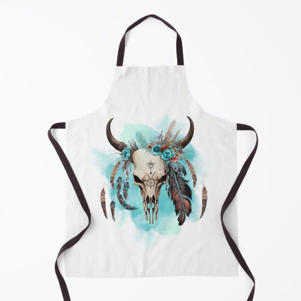 Item preview, Bull skull with plume, Ethnic style, Watercolors designed and sold by Katarzyna Dembek.
