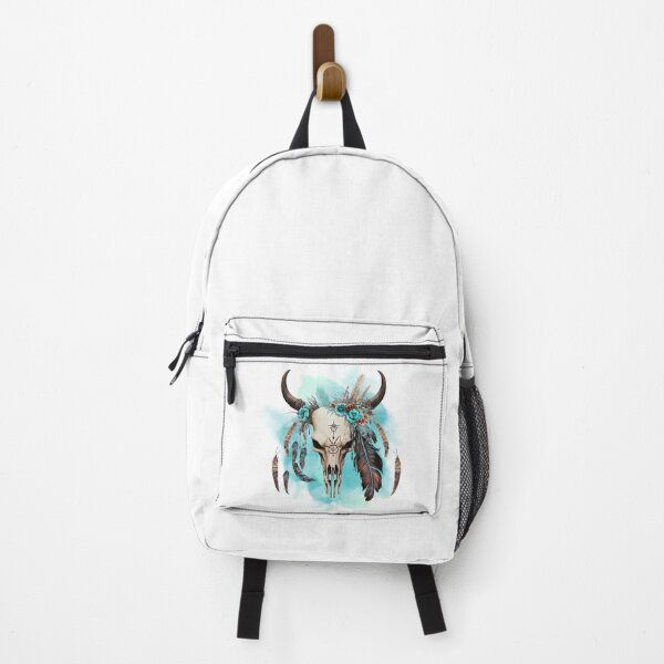 Item preview, Bull skull with plume, Ethnic style, Watercolors designed and sold by Katarzyna Dembek.