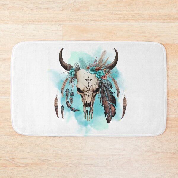 Item preview, Bull skull with plume, Ethnic style, Watercolors designed and sold by Katarzyna Dembek.