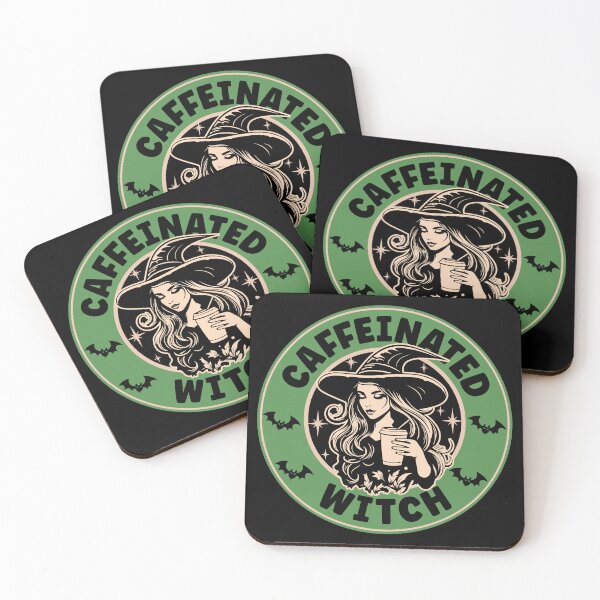 Item preview, Light Green Caffeinated Witch | Halloween Coffee Lover Witch - Black designed and sold by PearlMoonGrapes.