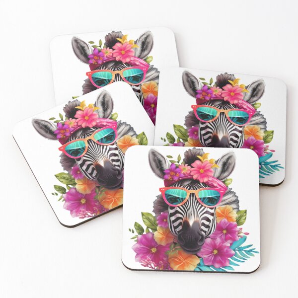 Item preview, Stylish colorful funny zebra with flowers designed and sold by Dreamtodream.