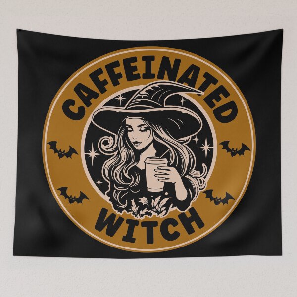 Item preview, Orange Caffeinated Witch | Halloween Coffee Lover Witch - Black designed and sold by PearlMoonGrapes.