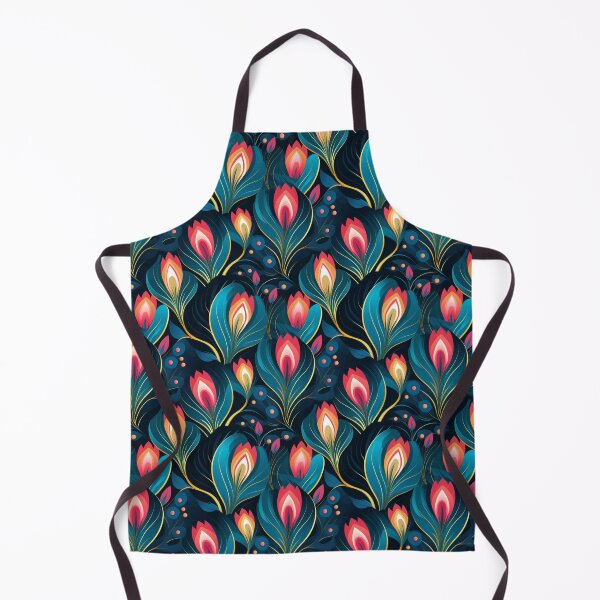 Aperçu de l'œuvre Midnight Blooms : motif floral foncé avec des fleurs abstraites créée et vendue par minjagoods.