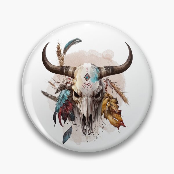 Item preview, Indians plume with a skull, Ethnic style, Watercolors designed and sold by Katarzyna Dembek.