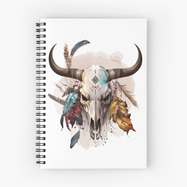 Item preview, Indians plume with a skull, Ethnic style, Watercolors designed and sold by Katarzyna Dembek.