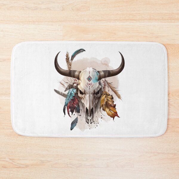 Item preview, Indians plume with a skull, Ethnic style, Watercolors designed and sold by Katarzyna Dembek.