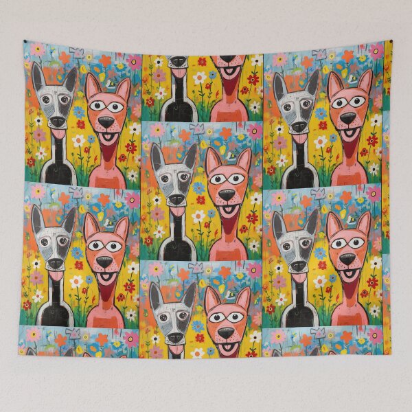 Item preview, 2 Dog Painting, Dog Art, Abstract Dog Art, Surreal Dogs designed and sold by Rroliver.