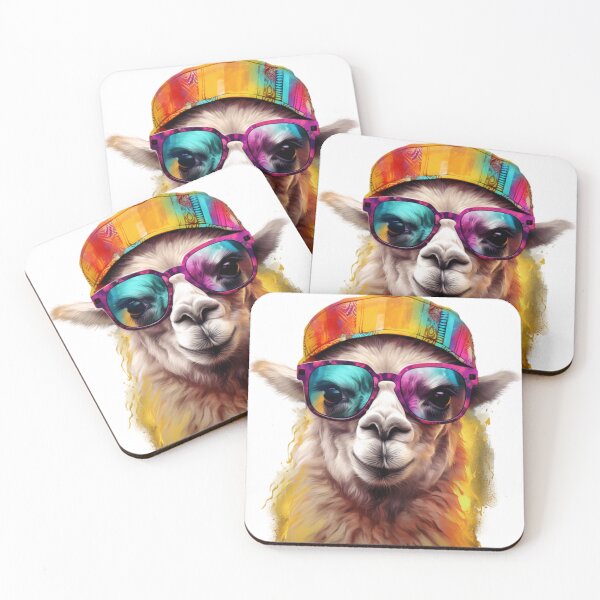Item preview, Funny colorful stylish lama with sunglasses designed and sold by Dreamtodream.