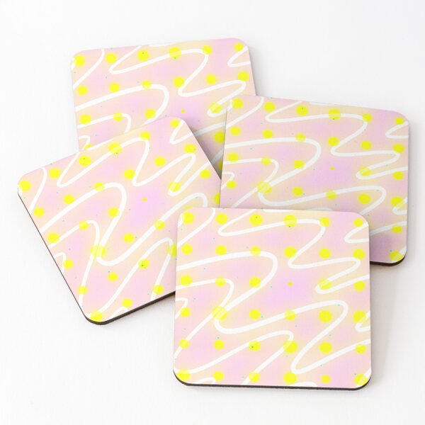 Item preview, Pink pastel colors, white wiggle lines and yellow dots designed and sold by Florvolcanica.