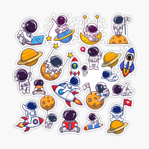 Astronaut Balloon Planets Sticker Astronaut Bubble-free Stickers