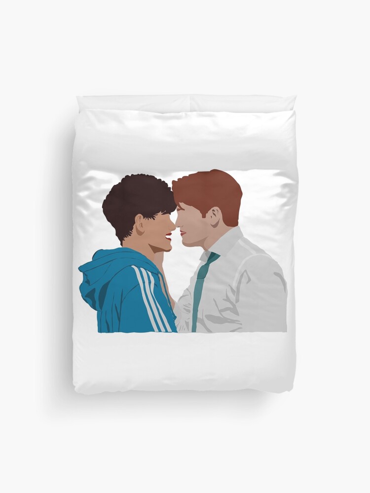 Thumbnail 1 of 2, Duvet Cover, Heartstopper - Nick and Charlie kiss in the door after prom designed and sold by ManoTV.
