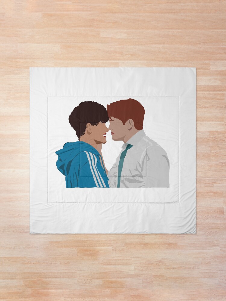 Thumbnail 1 of 6, Comforter, Heartstopper - Nick and Charlie kiss in the door after prom designed and sold by ManoTV.