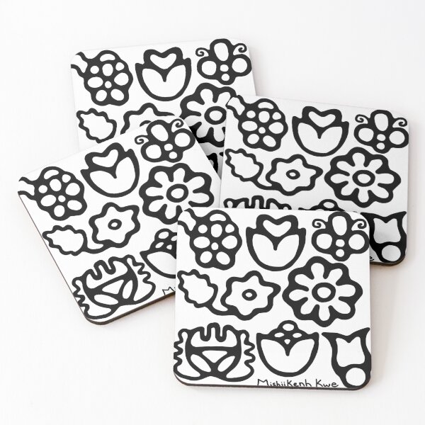 Item preview, Odawa florals in Black and White designed and sold by mishiikenhkwe.